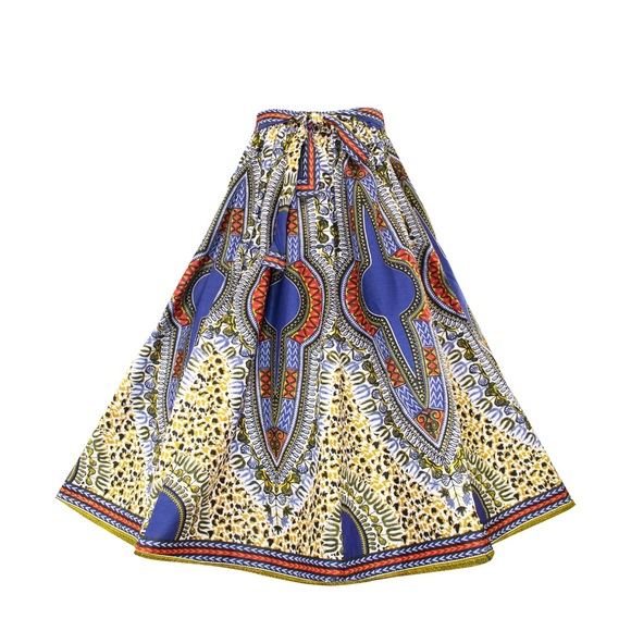 Long Maxi Dashiki Skirt Cotton One Size Boho & Hippie Skirt African Print Skirt - Picture 5 of 9